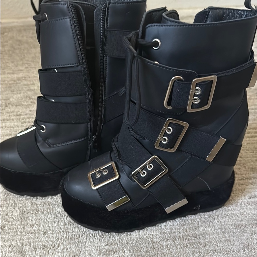 Stylish Black Buckle Boots for Women